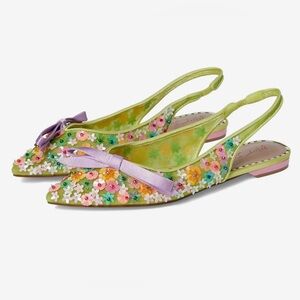 NWOT Betsey Johnson Layla Slingbacks in Lime Multi Sz 6.5